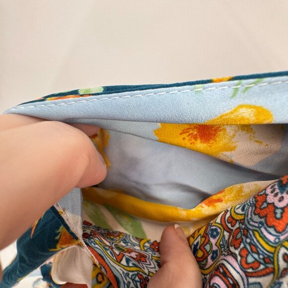 Cato Womens Patchwork Wide Leg Pull On Pants Womens M Elastic Waist Boho Pockets - Picture 3 of 8